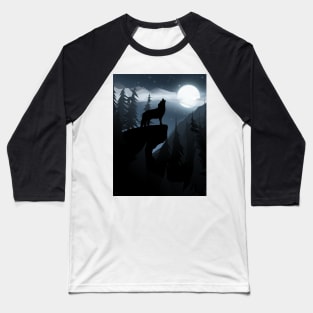 Wolf Howling At The Moon Baseball T-Shirt